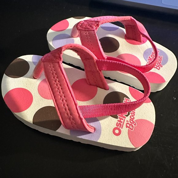 NWOT OshKosh B'gosh Pink Toddler Flip Flops with Back Sz S (5-6) - Picture 2 of 6